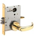 Schlage Grade 1 Entrance Office Mortise Lock, Less Cylinder, 17 Lever, A Rose, Bright Brass Finish L9050L 17A 605